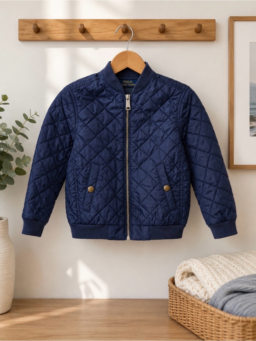 Polo by Ralph Lauren Navy Quilted Bomber Jacket for Kids size 4/4T